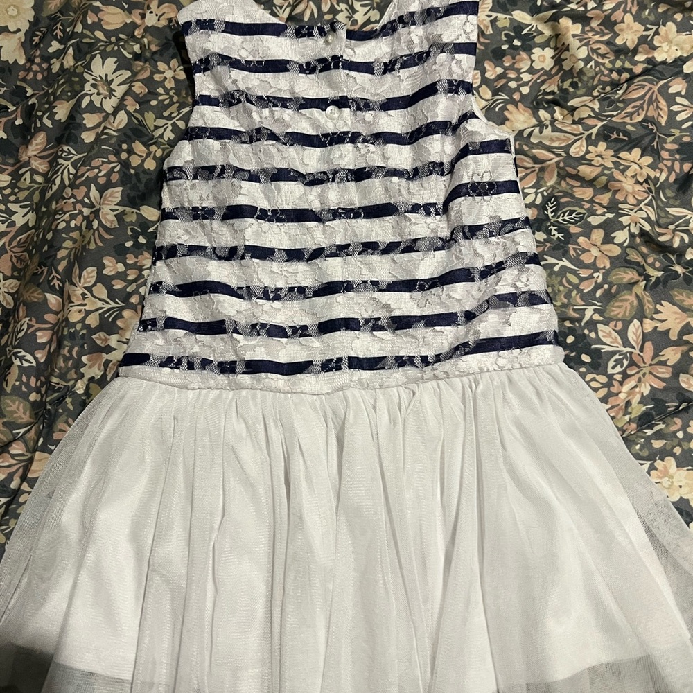 Pippa & Julie Navy and White Striped Dress
